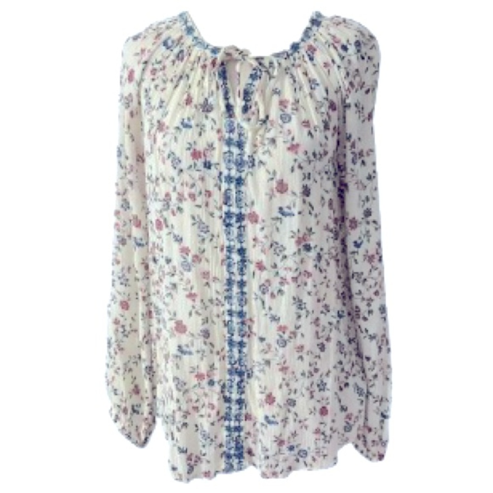 Chaps Multicolor Floral Bohemian Top Women Size Medium. - Picture 2 of 7
